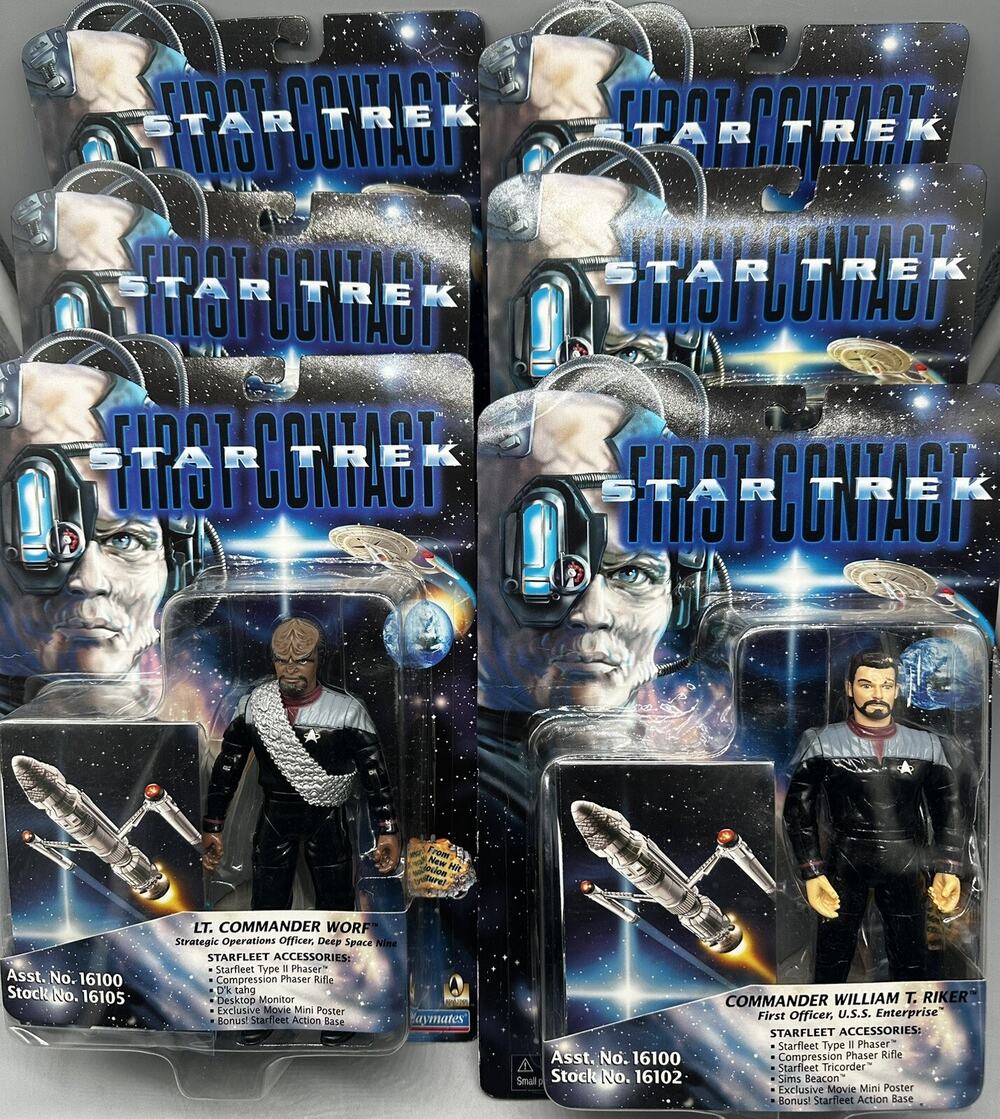 Star Trek First Contact 6 Figure Lot 1990s Lily Crusher Troi Cochrane Riker Worf